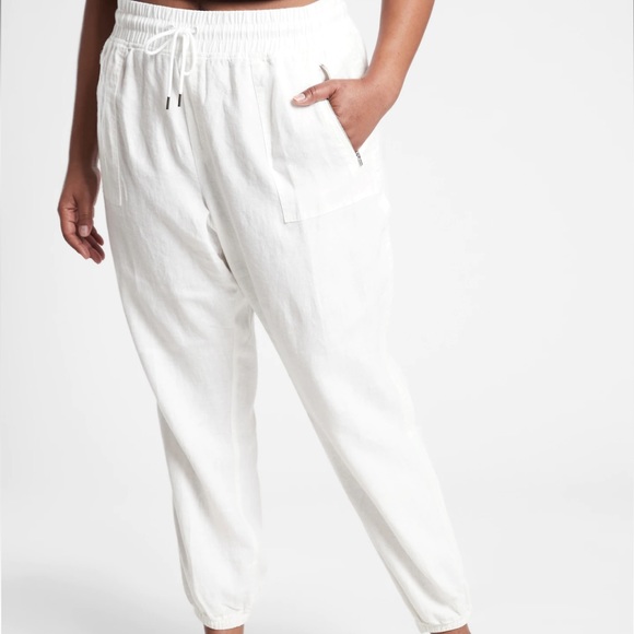 NWT Athleta White Cabo Linen Jogger 6T tall - Picture 4 of 13